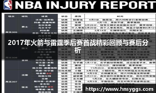 2017年火箭与雷霆季后赛首战精彩回顾与赛后分析